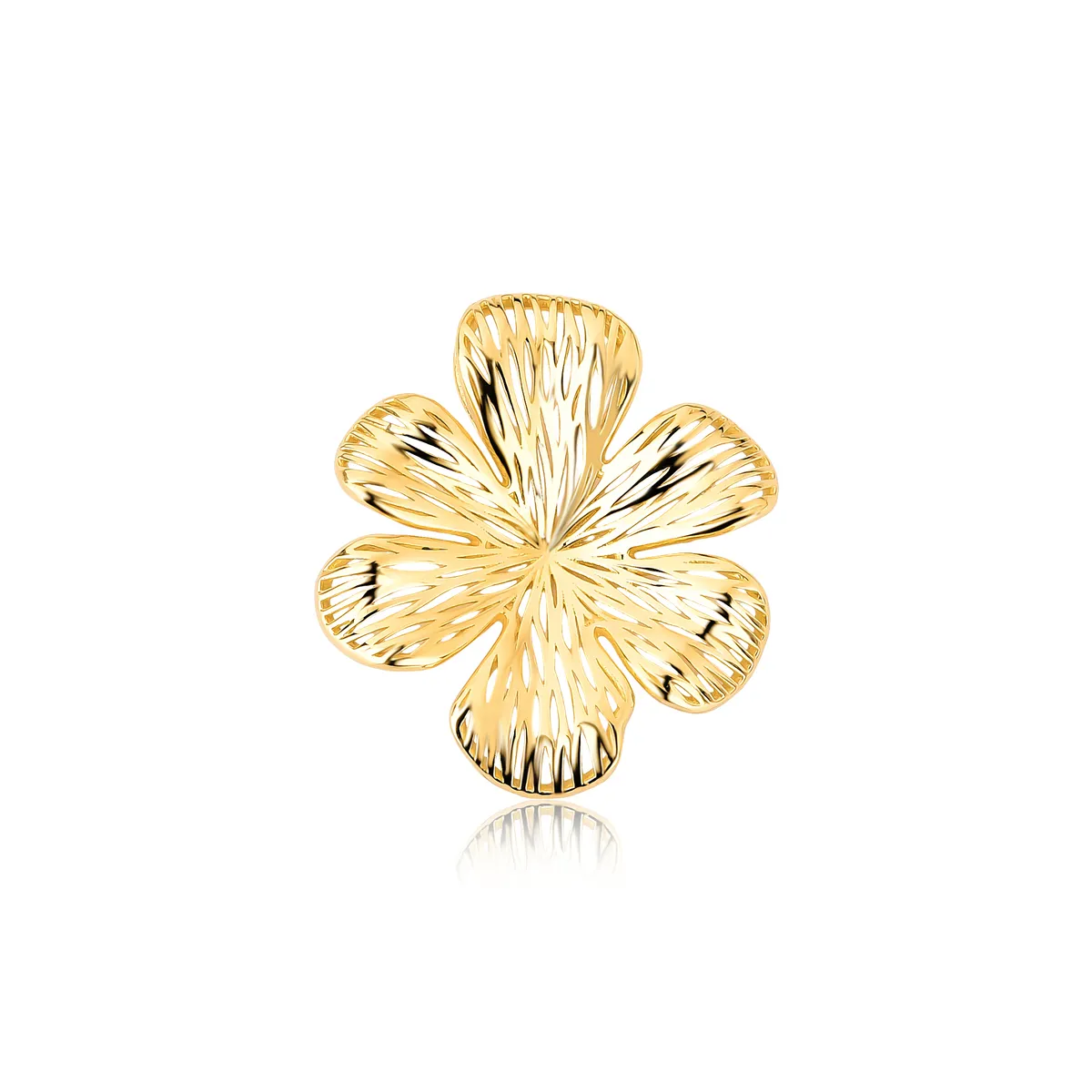 Pingente Printemps flor filigrana "P" ouro 18k seis pétalas