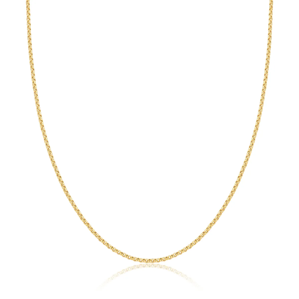 Corrente de Elo Português Chocker oca fina 38cm ouro 18k fecho mola