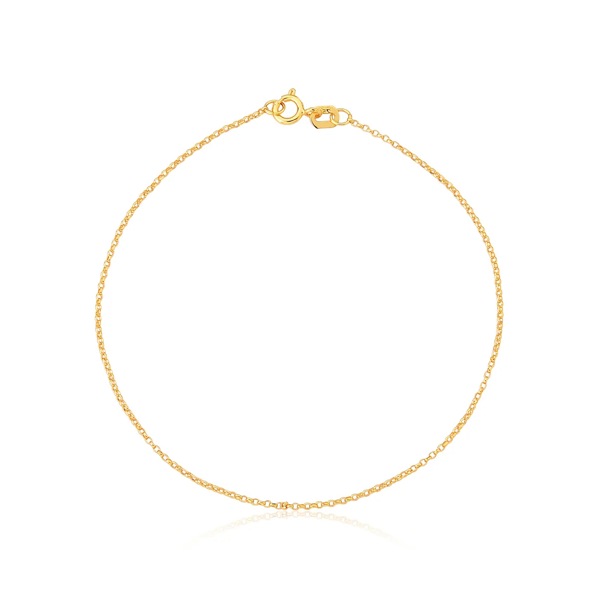 Tornozeleira Elo Português 24cm ouro 18k fecho mola