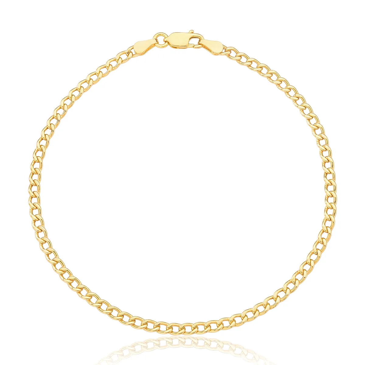 Pulseira Elo Groumet 19cm oca polida ouro 18k fecho mosquetão