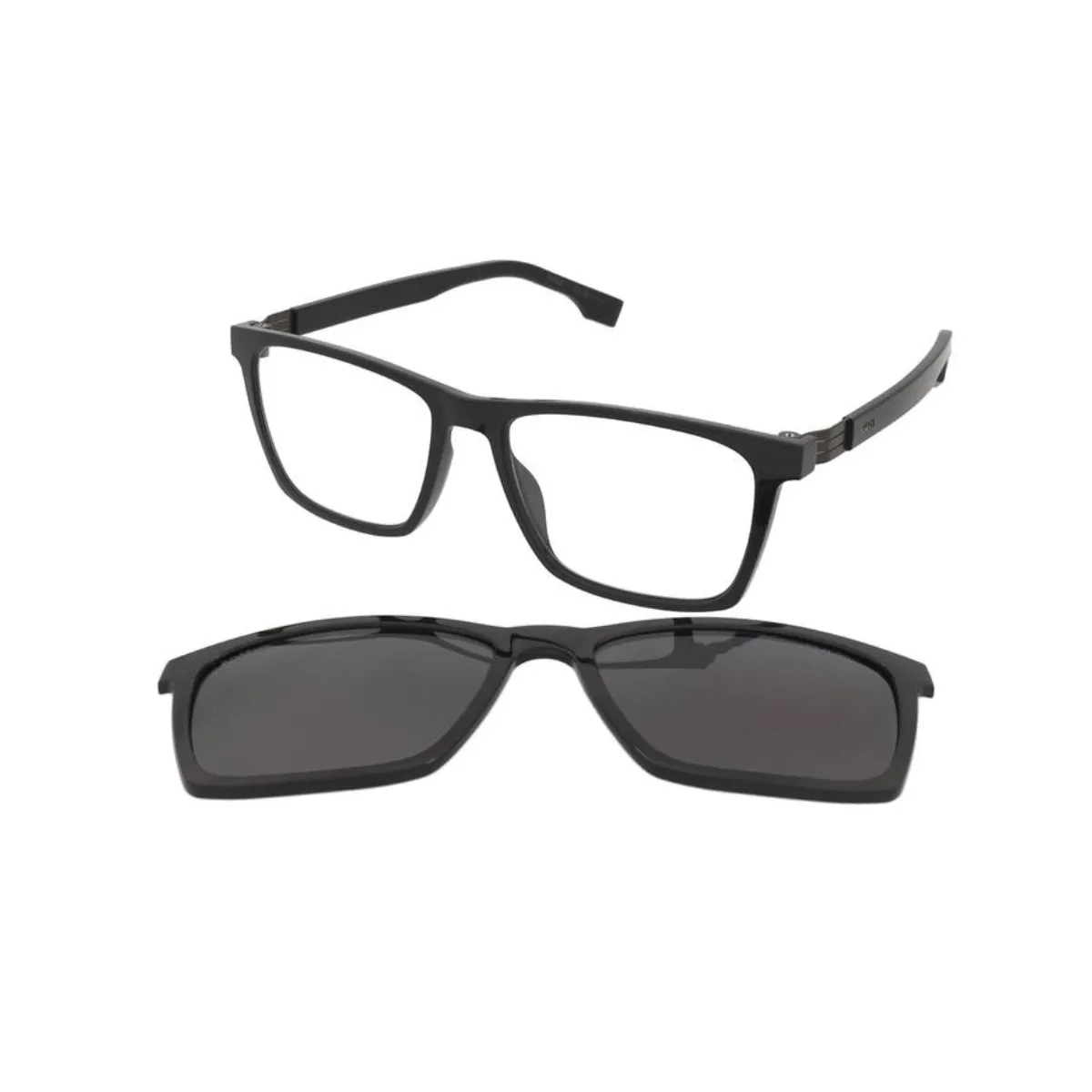 Óculos de Grau Hugo Boss com Clip-On BOSS 1576/CS 807 56M9 Acetato Preto com lentes na cor Cinza