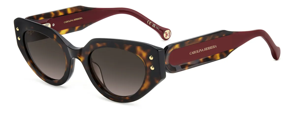 Óculos de Sol Carolina Herrera HER 0221/G/S O6350HA Acetato Marrom Mesclado com lentes na cor Marrom