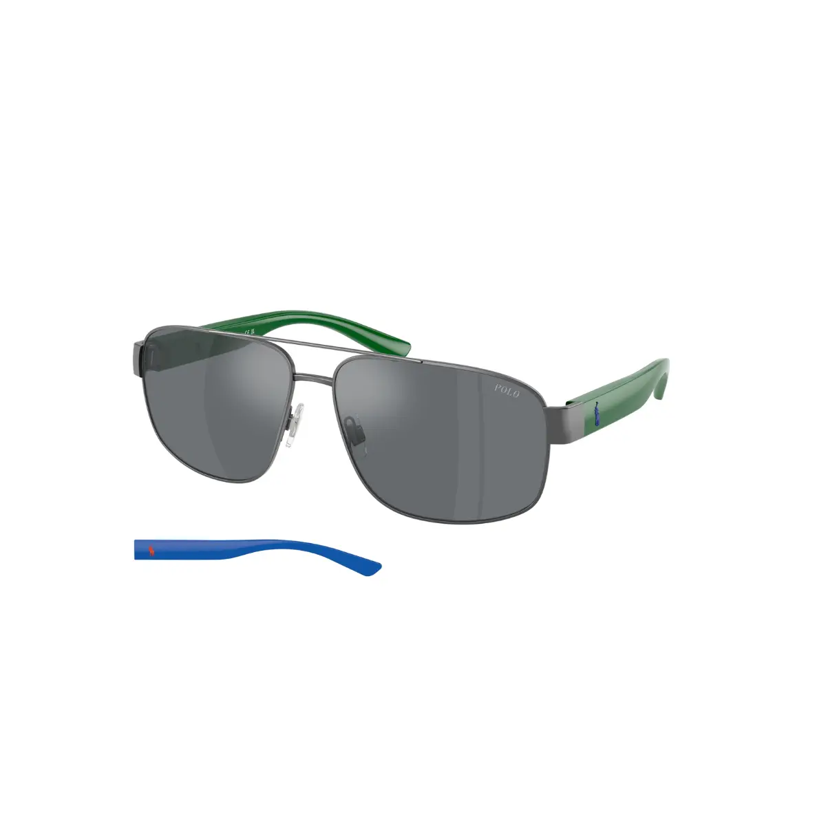 Óculos de Sol Polo Ralph Lauren 0PH3156 92156G62 Metal Chumbo com lentes na cor Cinza Espelhado