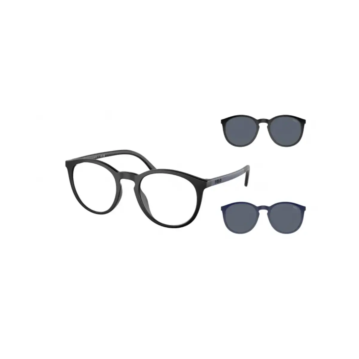 Óculos de Grau Polo Ralph Lauren com Clip-On 0PH4183U 58868752 Acetato Preto Fosco com lentes na cor Cinza