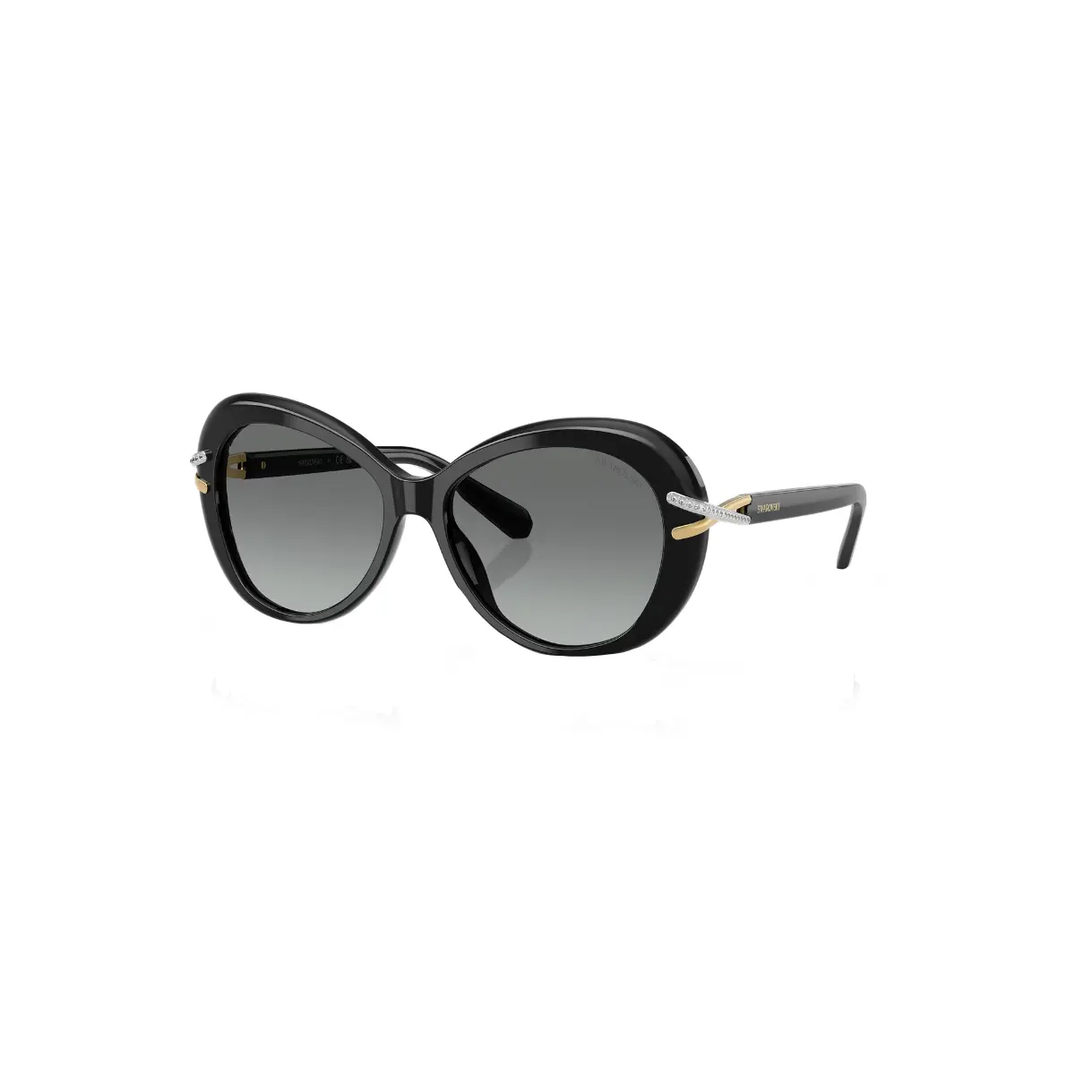 Óculos de Sol Swarovski 0SK6026 10011156 Acetato Preto com lentes na cor Cinza