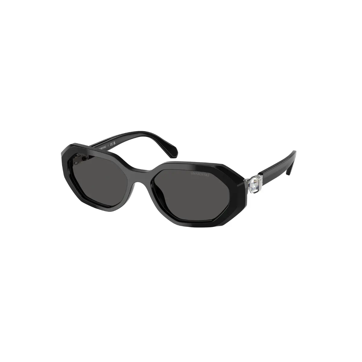 Óculos de Sol Swarovski 0SK6028 10018754 Acetato Preto com lentes na cor Cinza