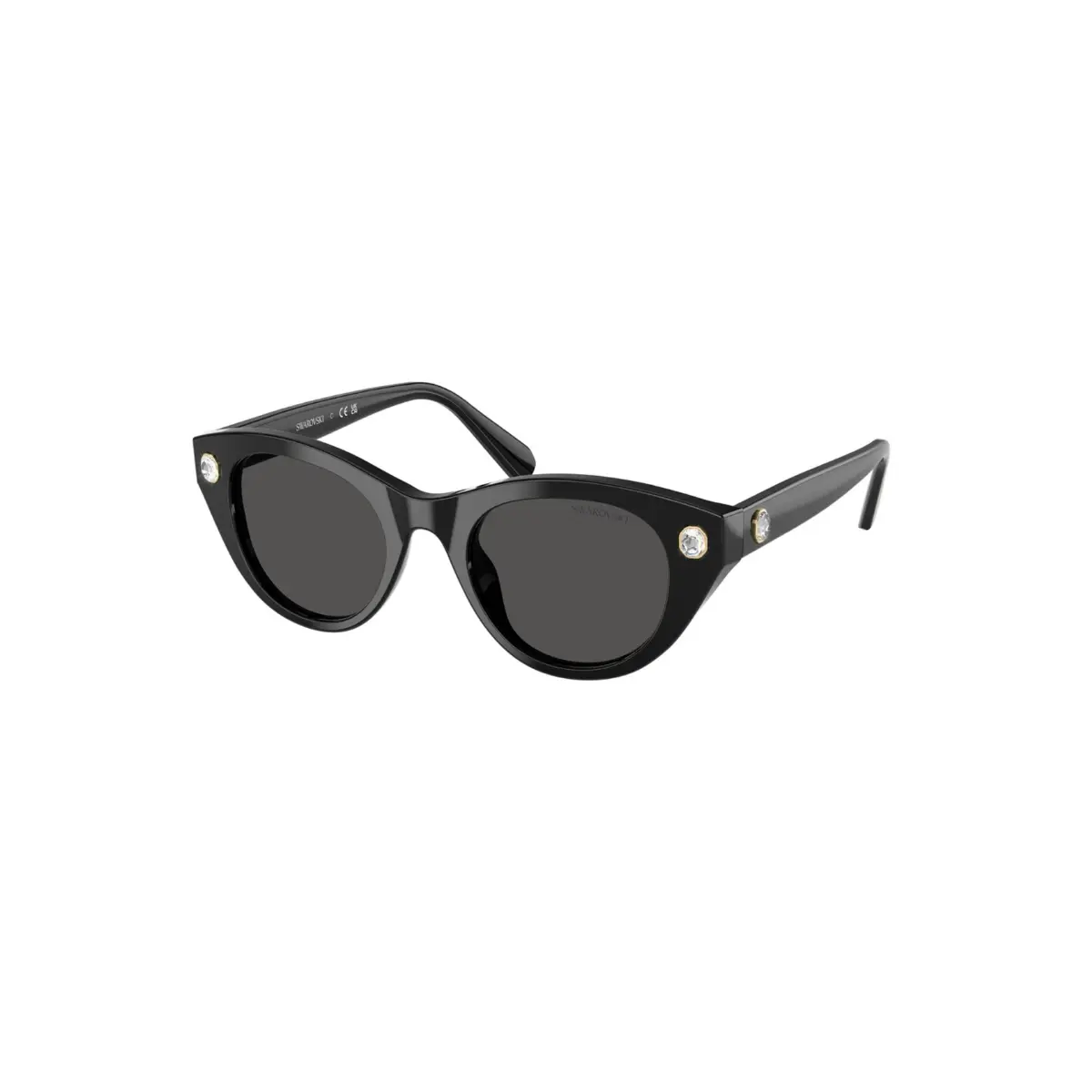 Óculos de Sol Swarovski 0SK6025 10018747 Acetato Preto com lentes na cor Cinza Escuro