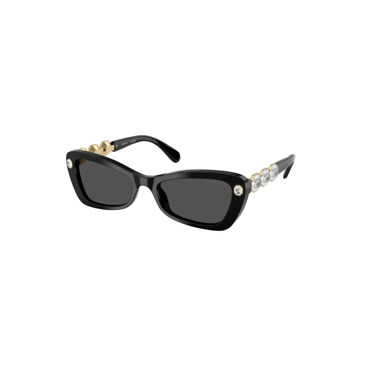 Óculos de Sol Swarovski 0SK6033 10018754 Acetato Preto com lentes na cor Cinza Escuro