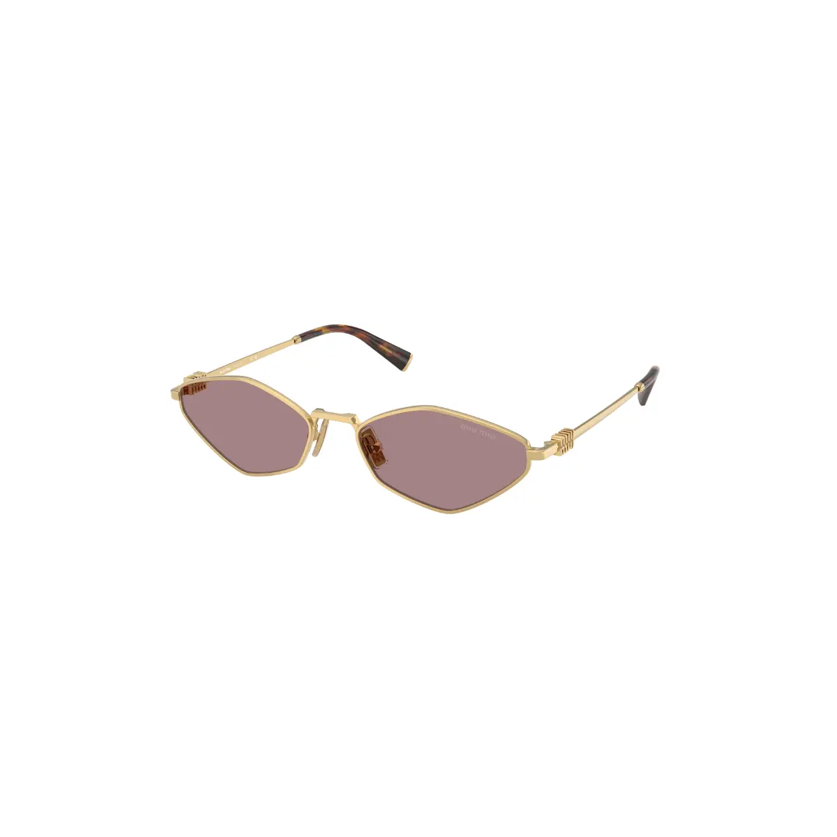 Óculos de Sol Miu Miu 0MU 56ZS 5AK20I56 Metal Dourado com lentes na cor Marrom e Violeta