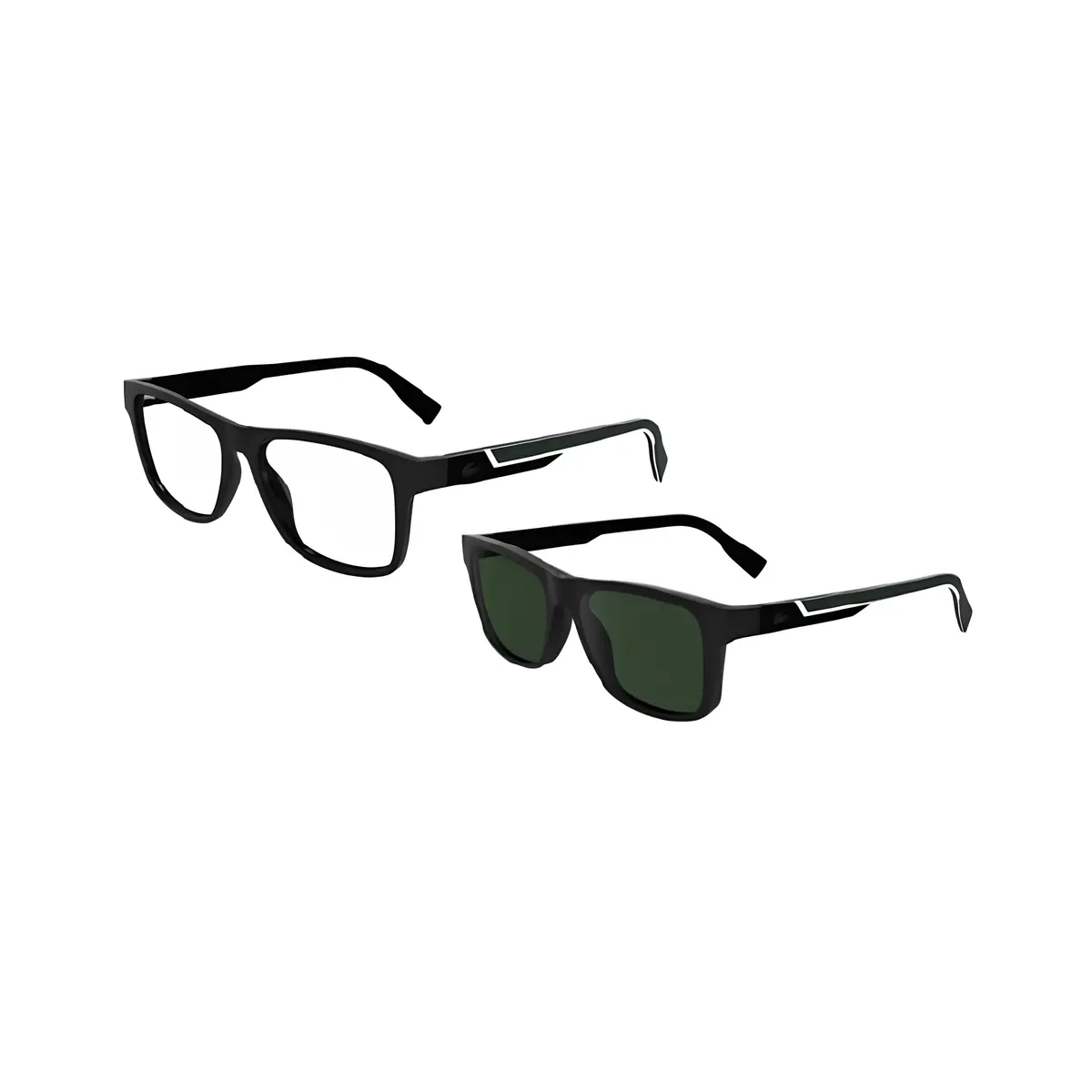 Óculos de Grau Lacoste com Clip-On L2707MAG-SET 001 53 Acetato Preto com lentes na cor Verde