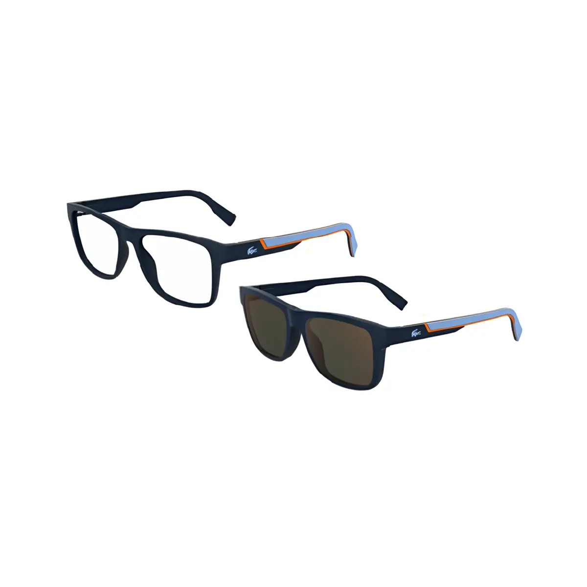 Óculos de Grau Lacoste com Clip-On L2707MAG-SET 410 55 Acetato Azul com lentes na cor Marrom