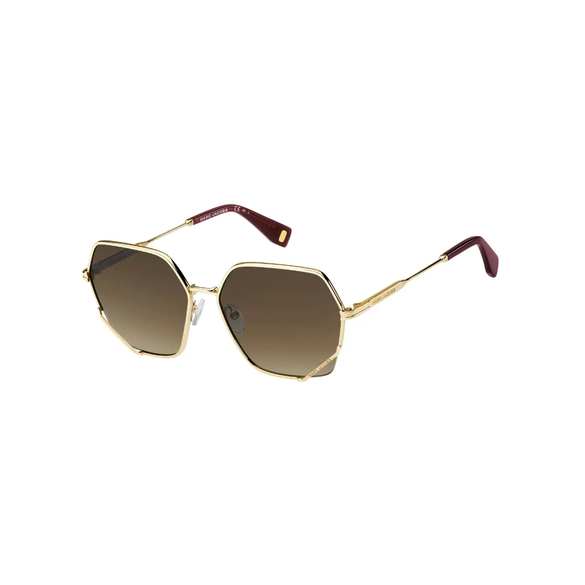 Óculos de Sol Marc Jacobs MJ 1005/S 01Q 60HA Metal Dourado com lentes na cor Marrom Degradê