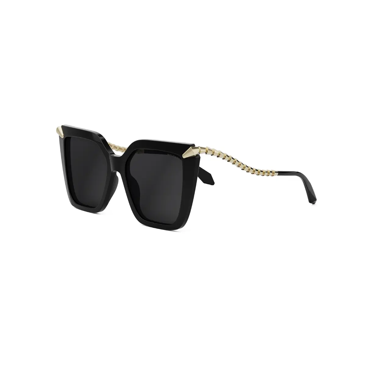 Óculos de Sol Bvlgari BV40002I_5501A Acetato Preto com lentes na cor Cinza