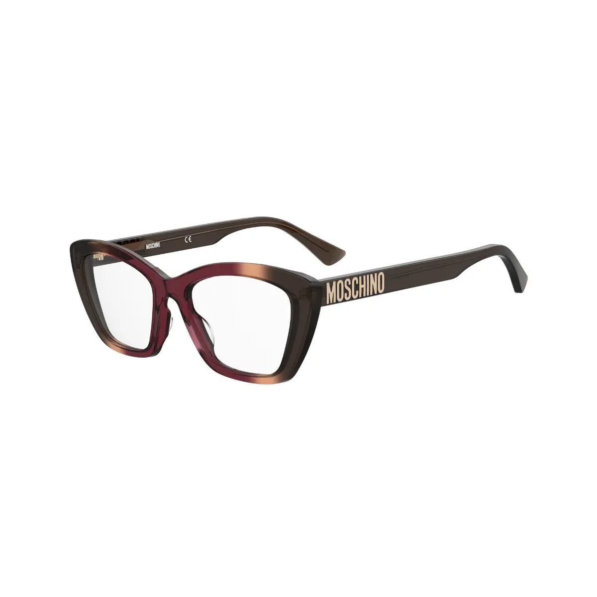 Óculos de Grau Moschino MOS629 1S7 5218 Acetato Marrom e Bordô