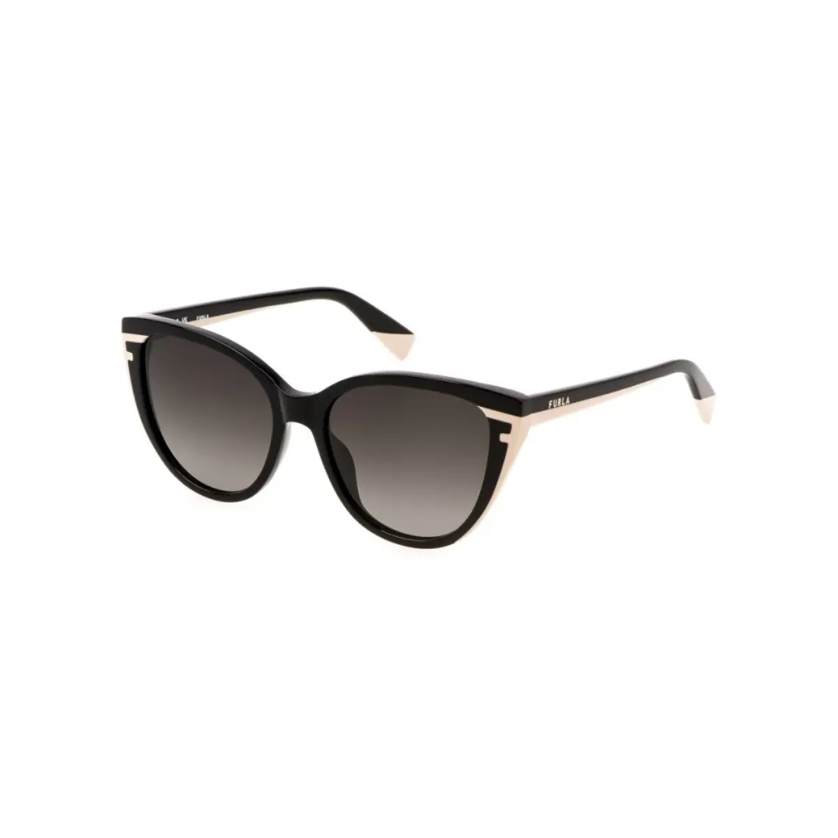 Óculos de Sol Furla SFU783 55700Y Acetato Preto e Rosa com lentes na cor Fumê Degradê