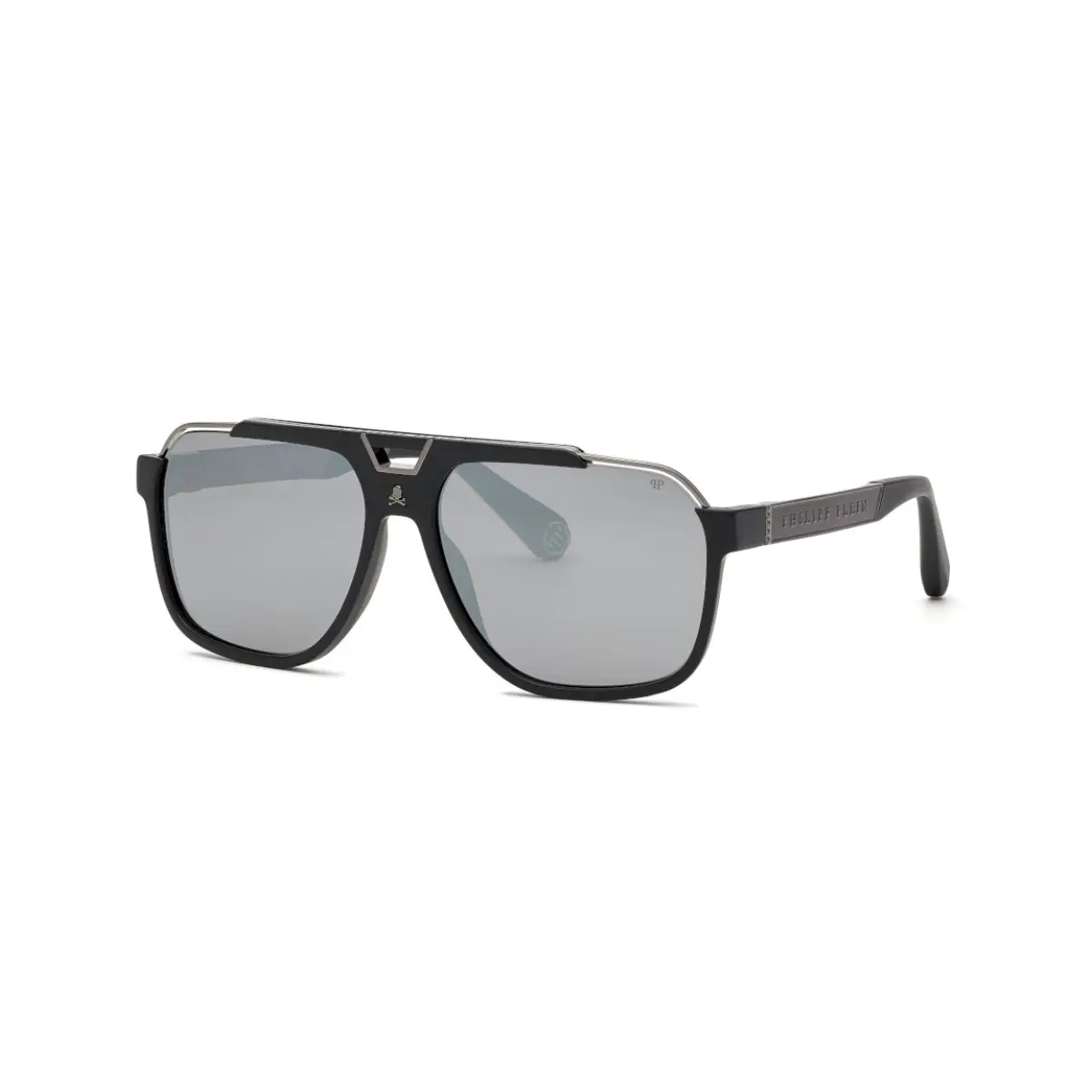 Óculos de Sol Philipp Plein SPP046V 61703X Acetato Preto com lentes na cor Cinza
