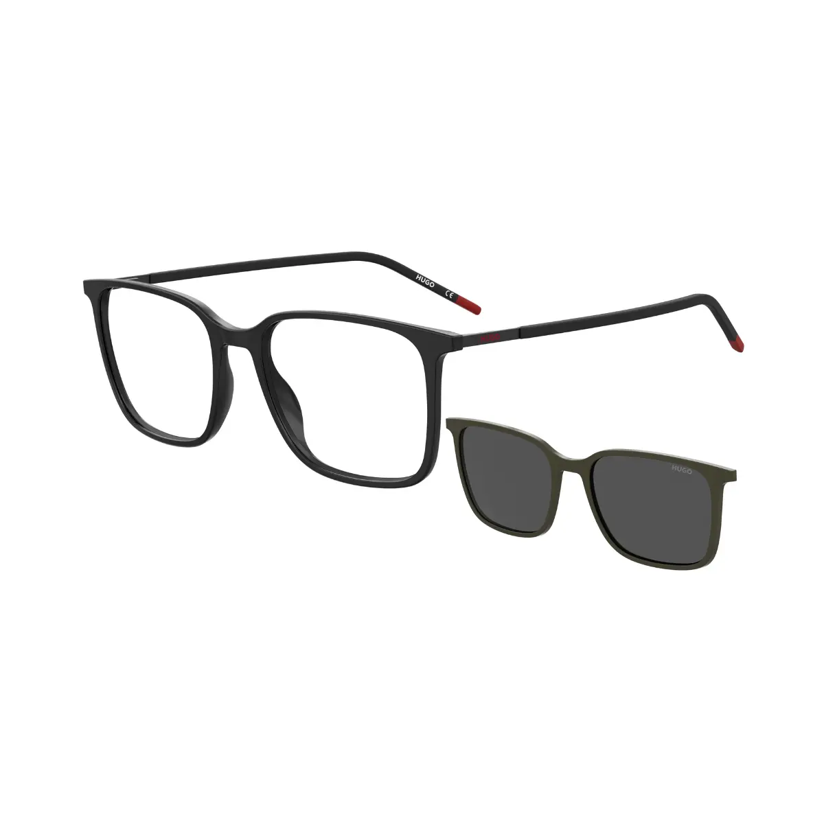 Óculos de Grau Hugo Boss com Clip-On HG 1270/CS 807 53IR Acetato Preto com lentes na cor Cinza