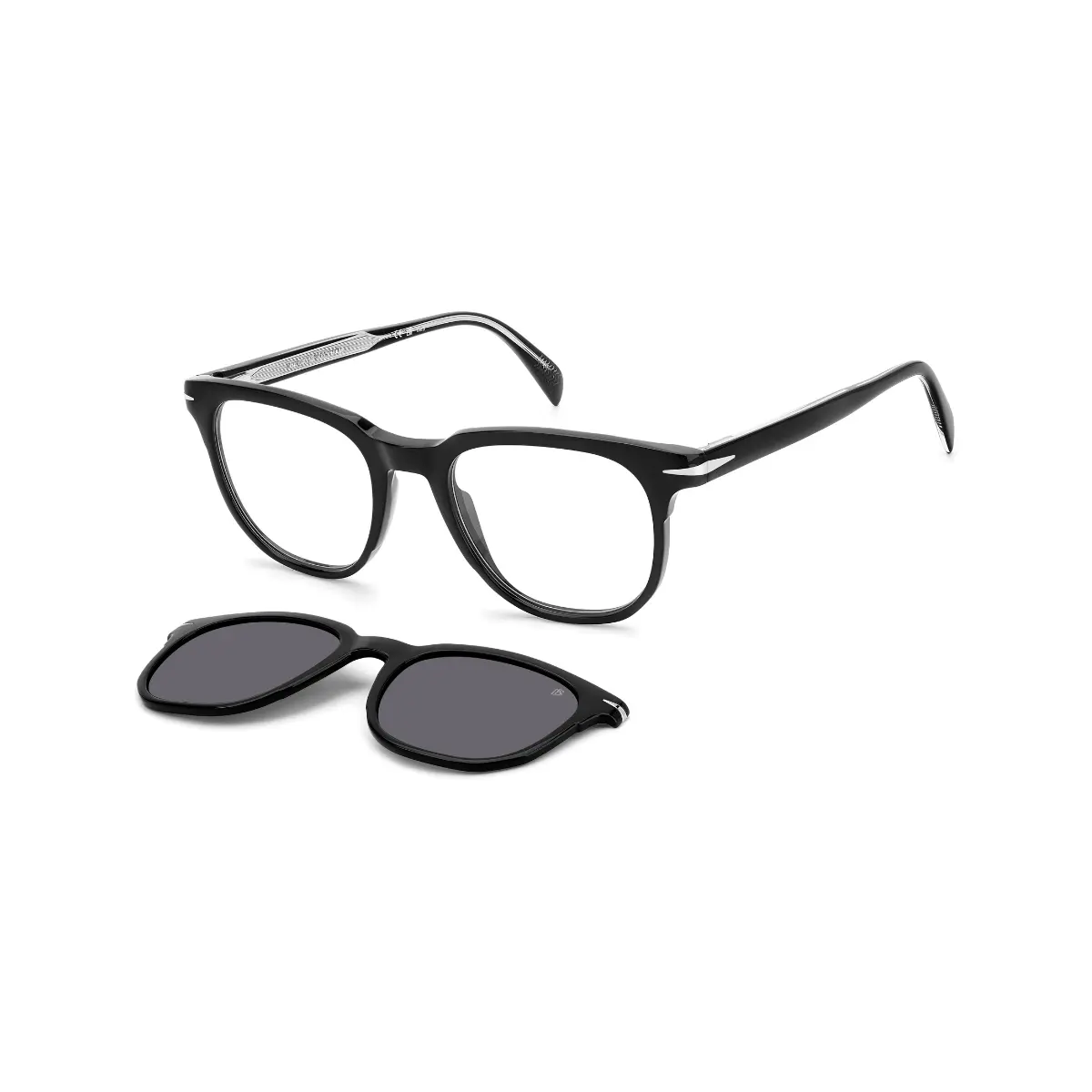 Óculos de Grau David Beckham com Clip-On DB 7120/CS 807 51M9 Acetato Preto com lentes na cor Cinza Polarizado