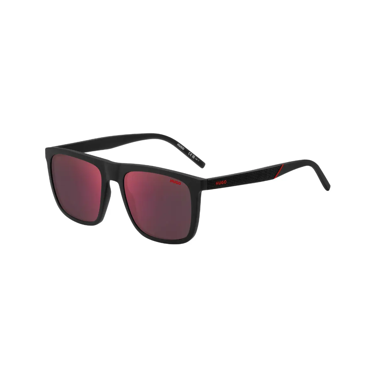 Óculos de Sol Hugo Boss HG 1304/S 807 55AO Poliamida Preto com lentes na cor Vermelho Espelhado