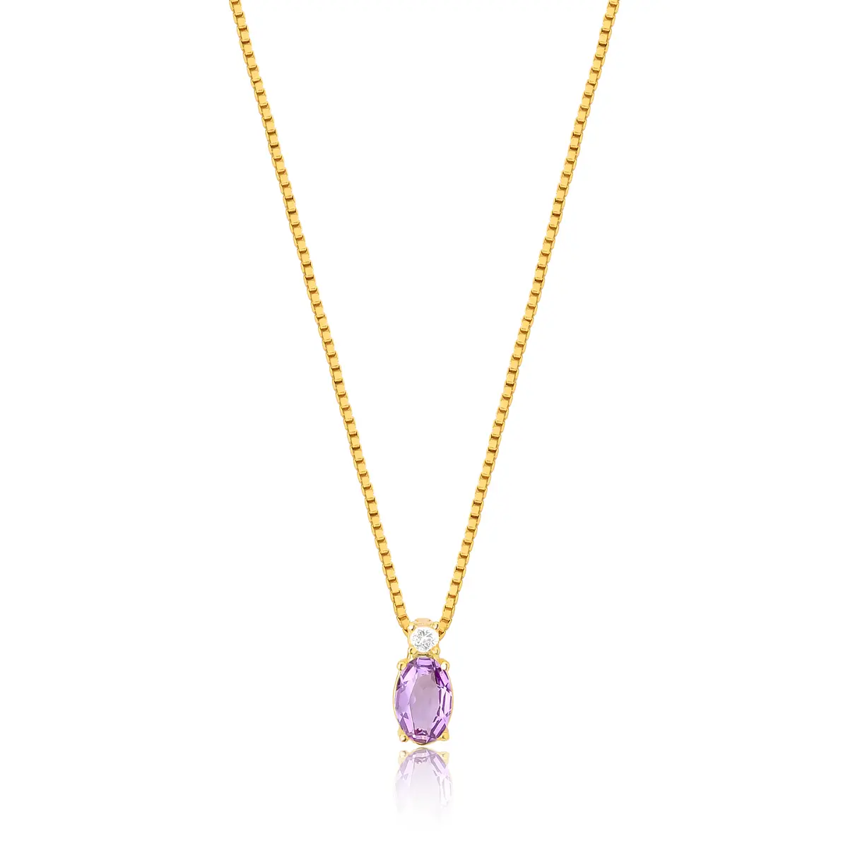 Gargantilha pingente de Ametista e Topázio prata 925 dourada For me Palais