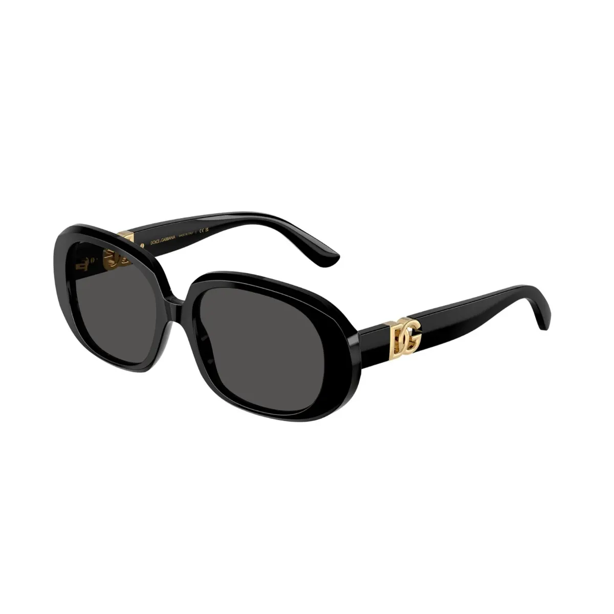Óculos de Sol Dolce & Gabbana 0DG4476 501/8756 Acetato Preto com lentes na cor Cinza Escuro