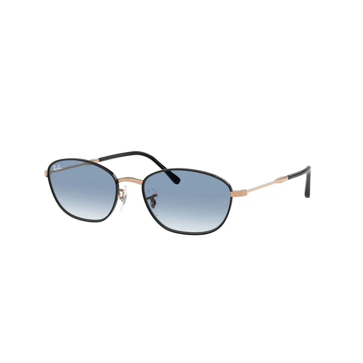 Óculos de Sol Ray-Ban 0RB3749 92723F58 Metal Preto e Rose com lentes na cor Azul Degradê
