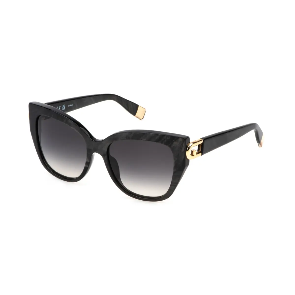 Óculos de Sol Furla SFU816 550701 Acetato Preto com lentes na cor Fumê Degradê