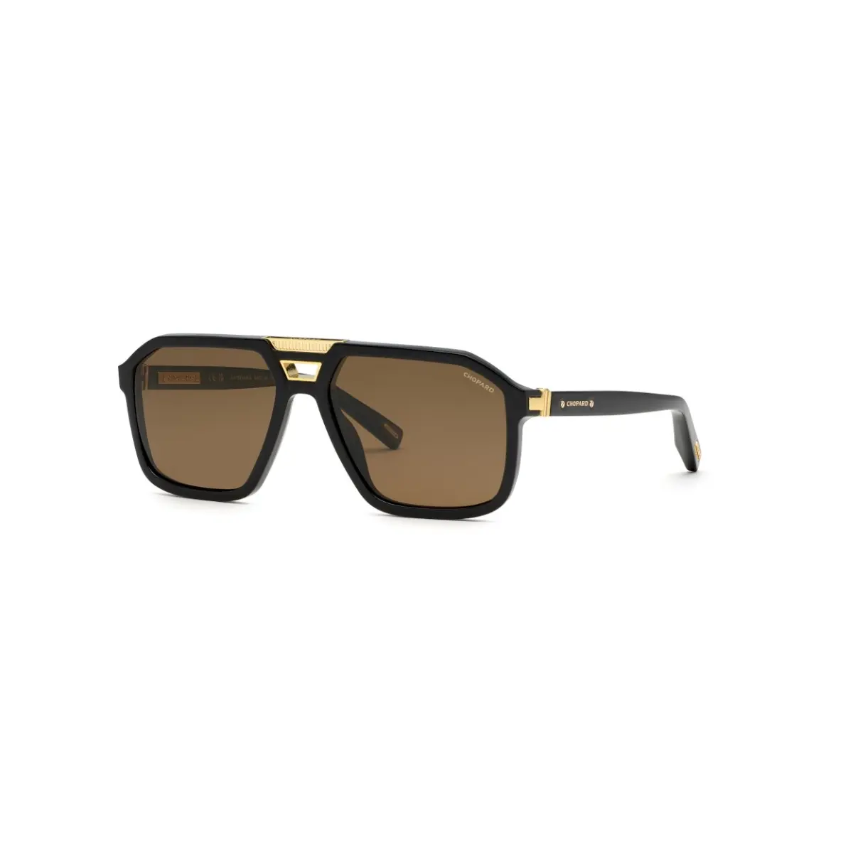 Óculos de Sol Chopard Alpine Eagle SCH374 62700P Acetato Preto com lentes na cor Marrom