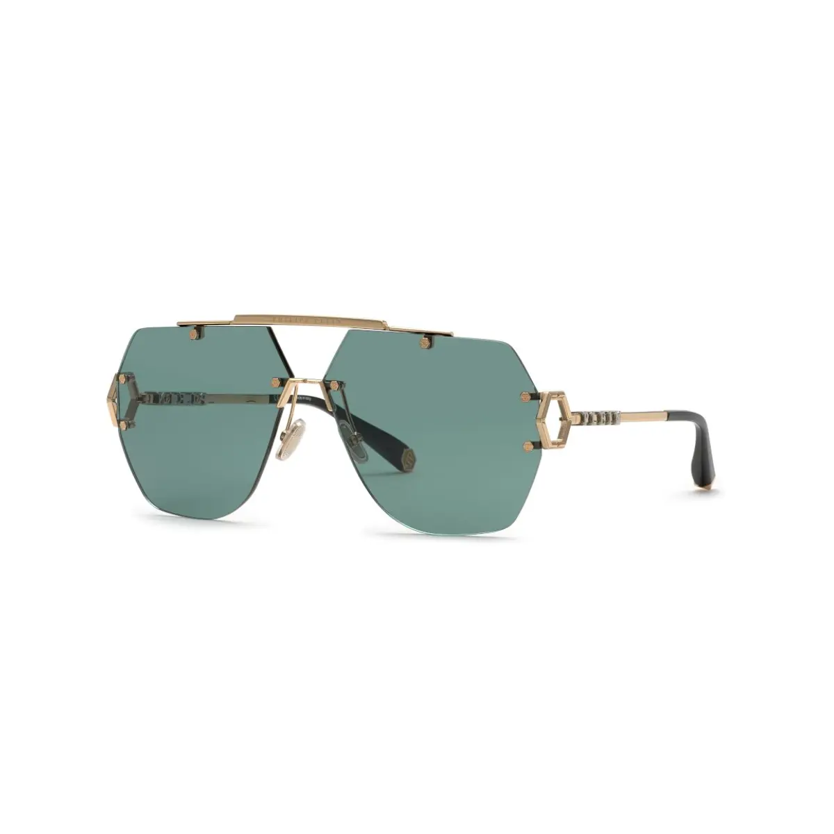 Óculos de Sol Philipp Plein SPP111 660340 Metal Dourado com lentes na cor Verde