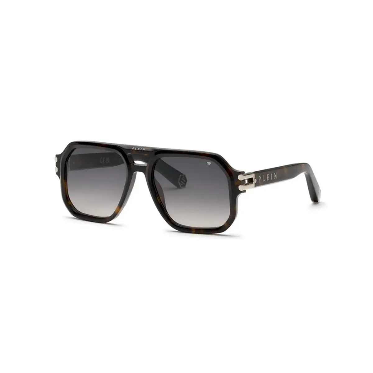 Óculos de Sol Philipp Plein SPP148M 570722 Acetato Marrom Mesclado com lentes na cor Cinza Degradê