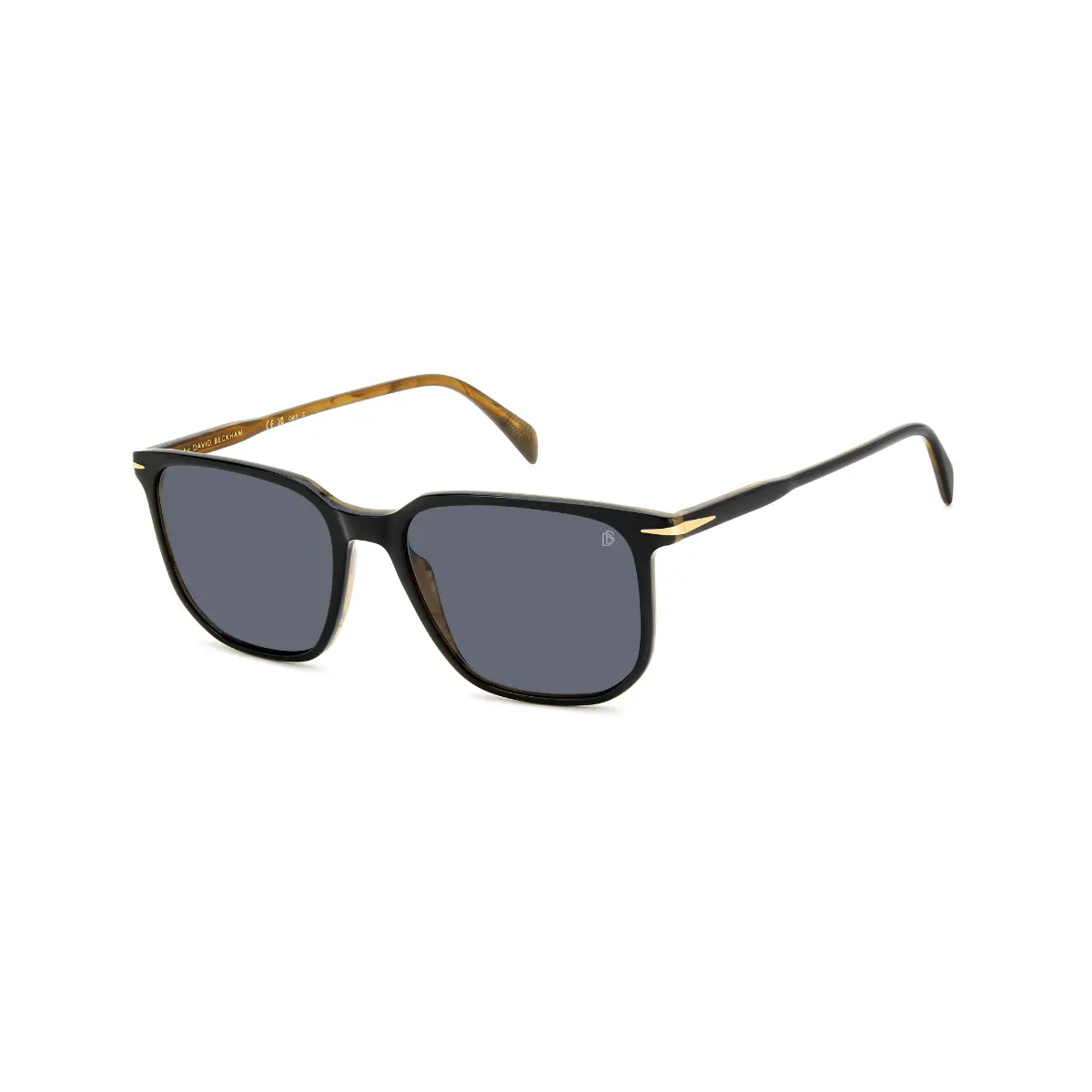Óculos de Sol David Beckham Polarizado DB 1141/S 05K 55M9 S Acetato Preto e Marrom com lentes na cor Cinza