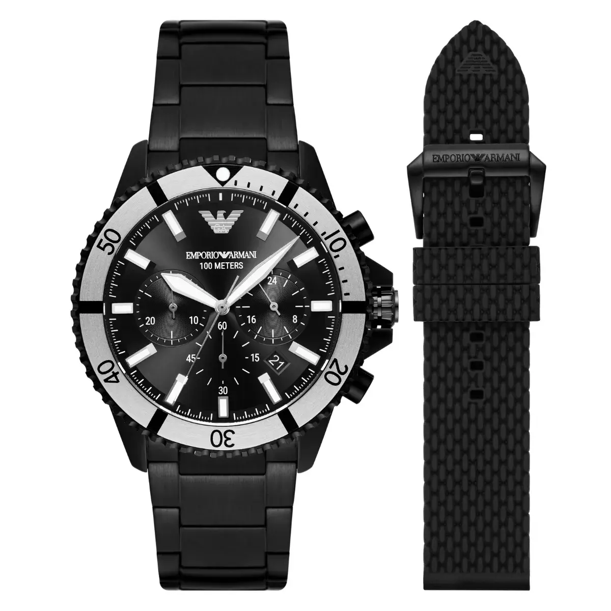Relógio Emporio Armani Diver Cronógrafo Masculino - AR80050B1 P1PX Preto