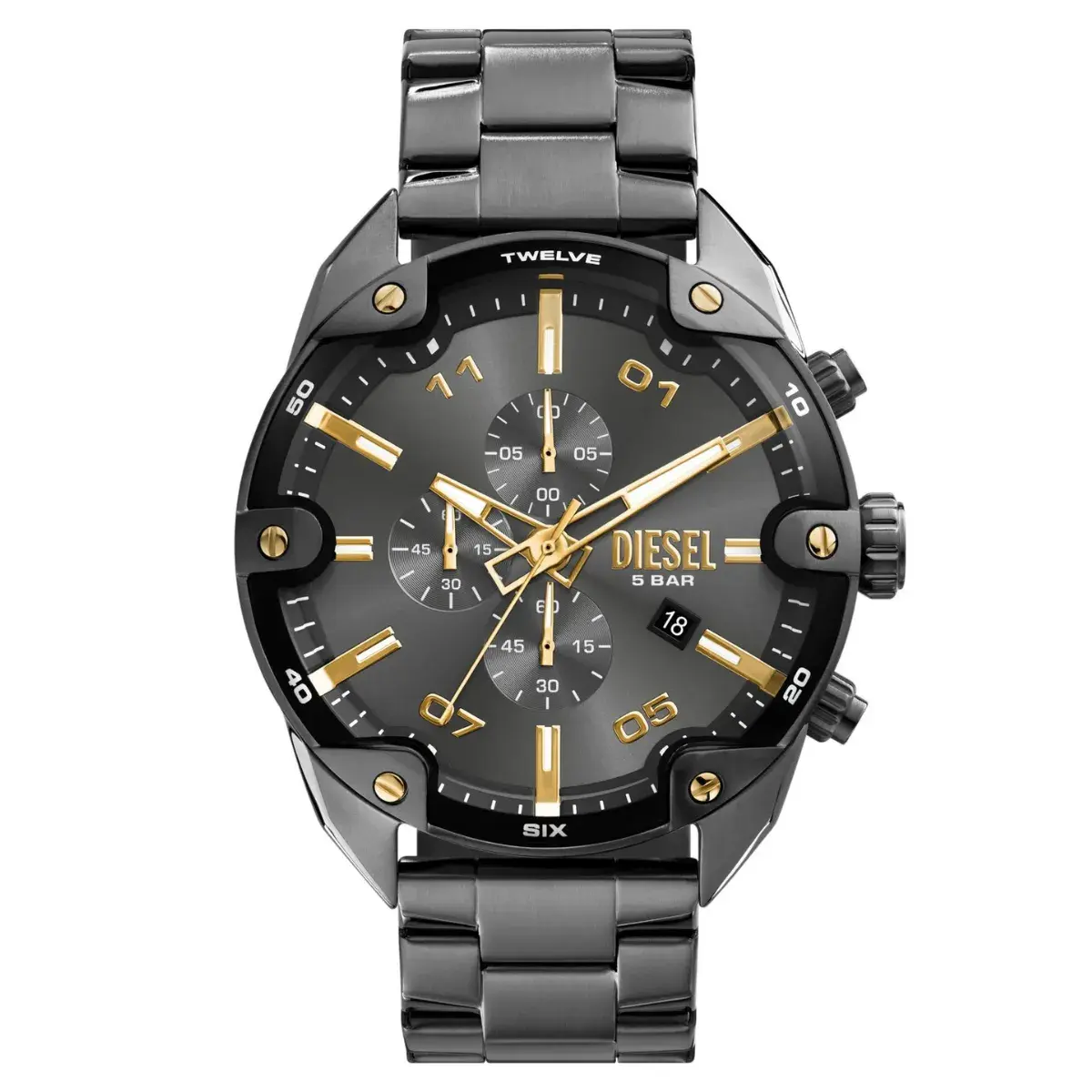 Relógio Diesel Spiked Cronógrafo Masculino - DZ4669B1 G1GX Cinza