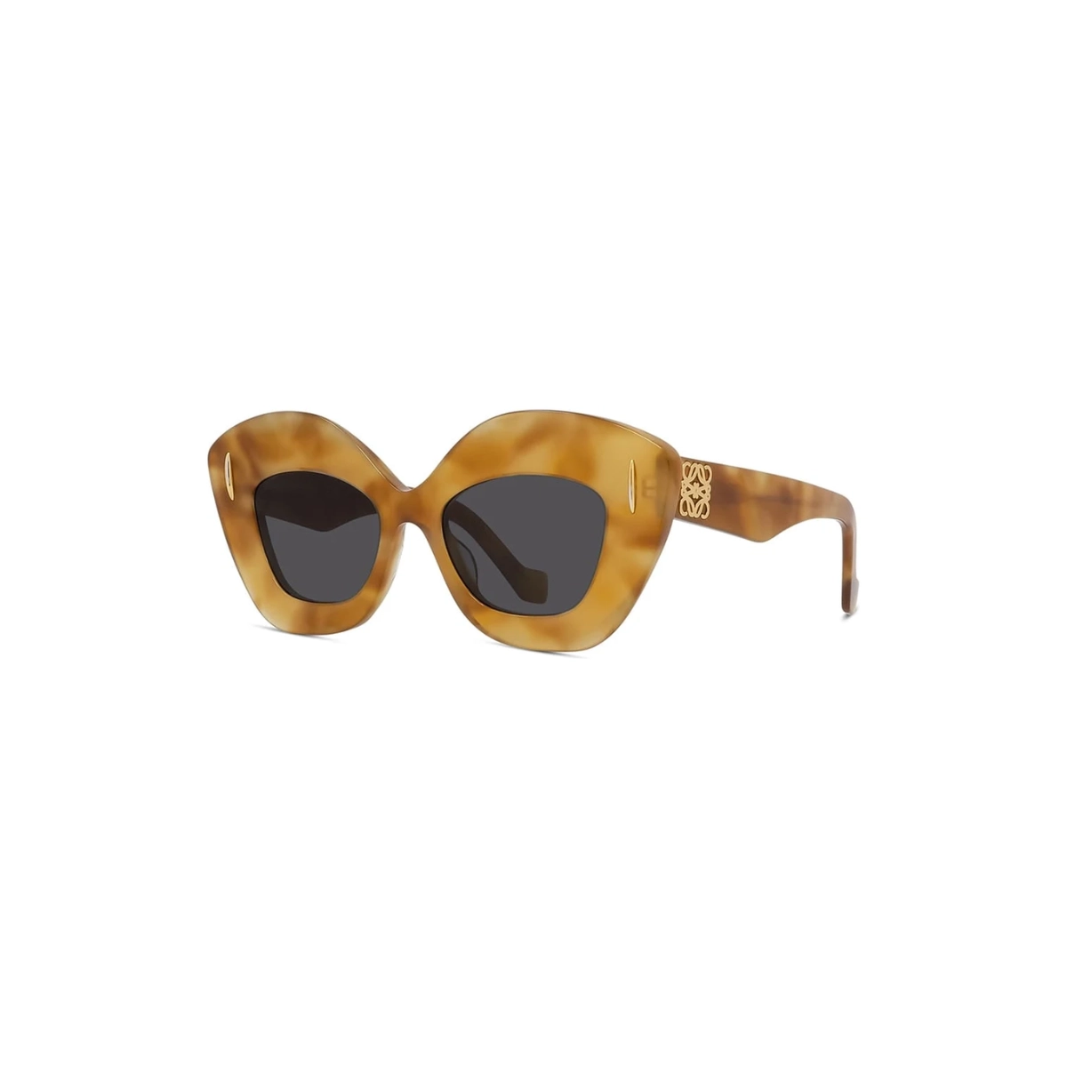 Óculos de Sol Loewe LW40127I_4853A Acetato Amarelo Mesclado com lentes na cor Cinza