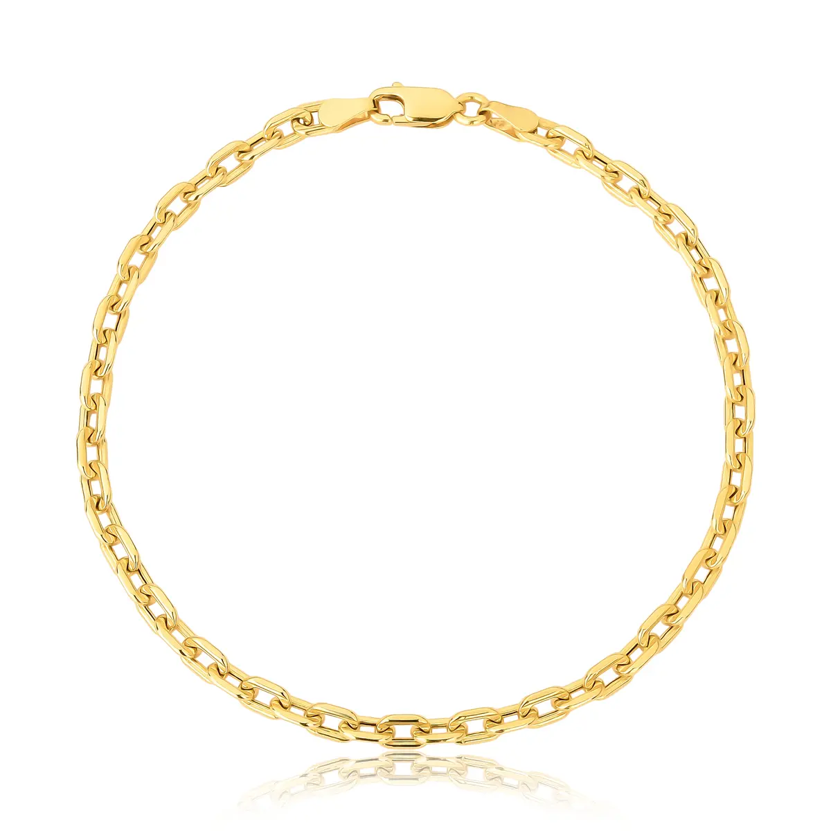 Pulseira elo Cadeado ouro 18k oca polida 21CM
