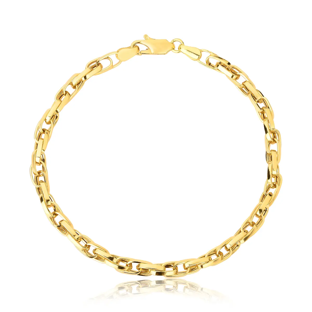 Pulseira elo Cadeado ouro 18k elos entrelaçados 19CM