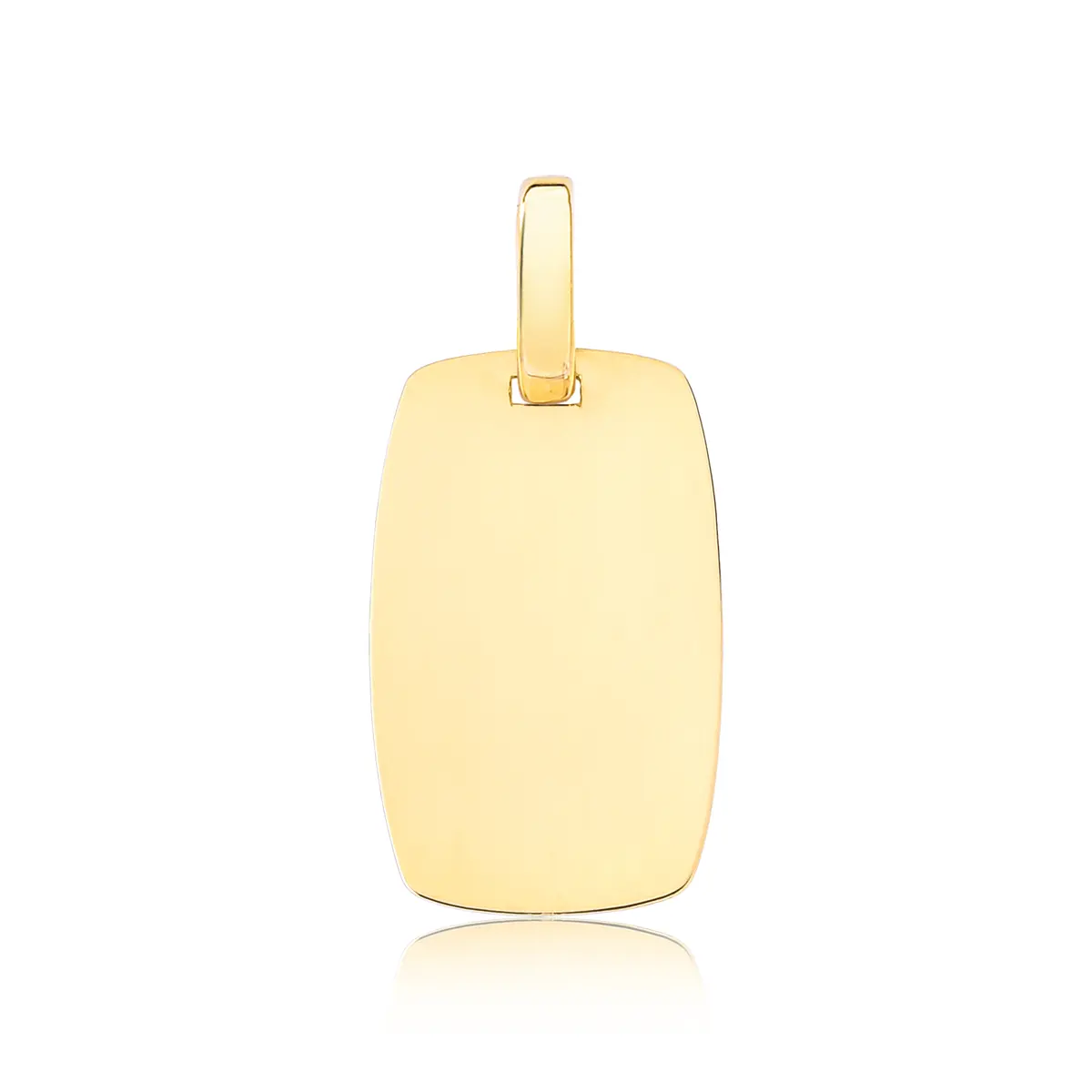 Pingente placa retangular ouro 18k lisa polida