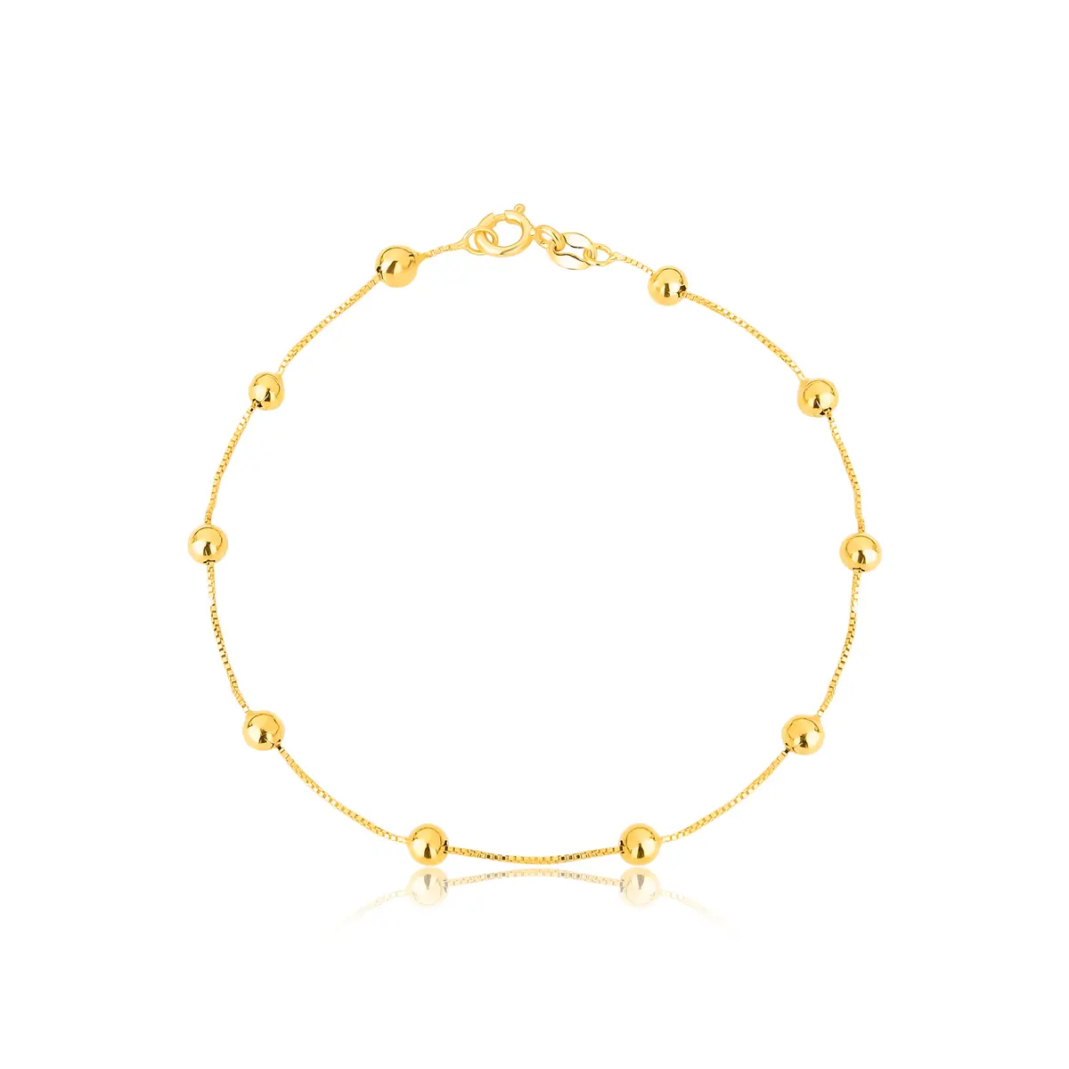 Pulseira infantil ouro18k de bolinhas polidas 15CM