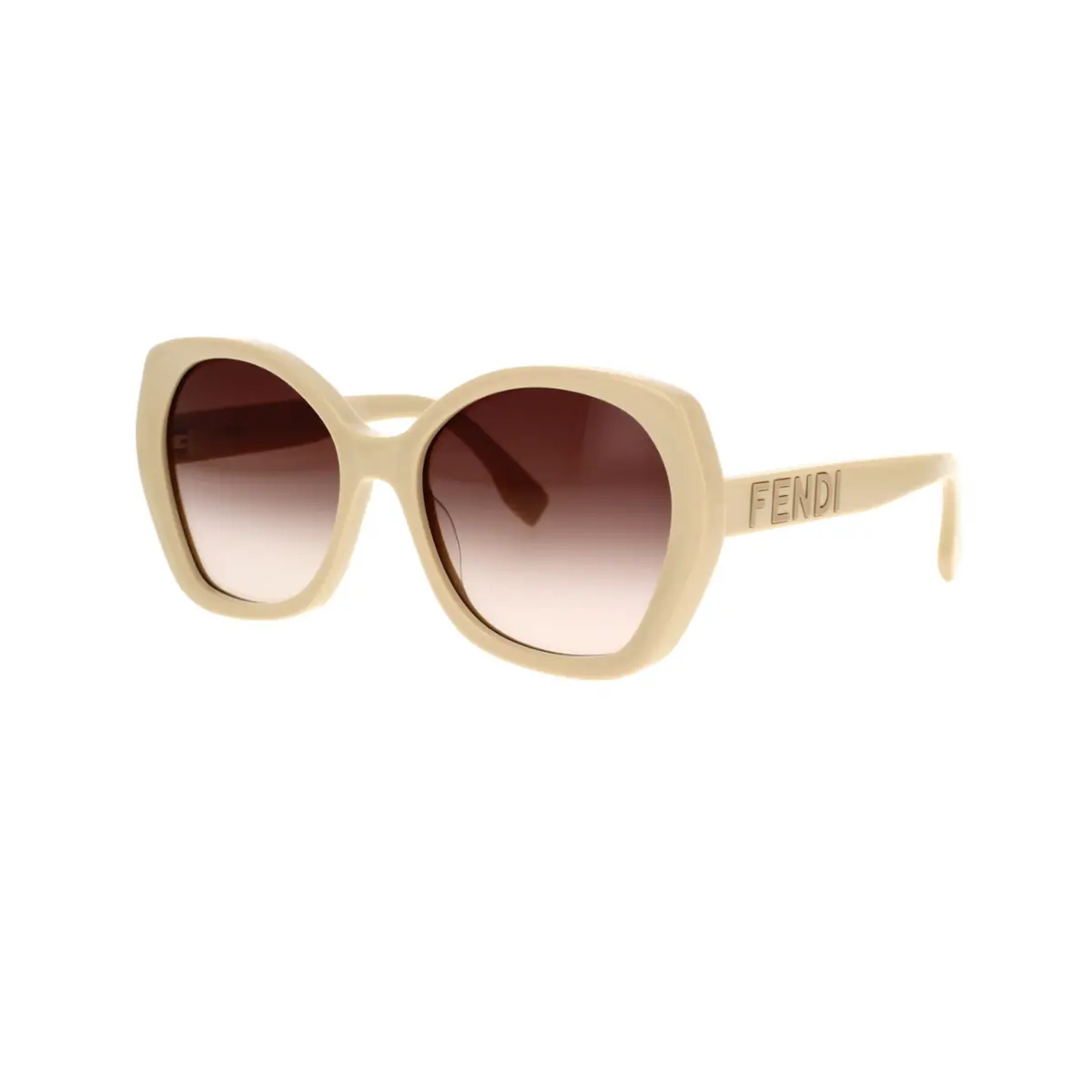 Óculos de Sol Fendi FE40112I_5757F Acetato Nude com lentes na cor Marrom Degradê