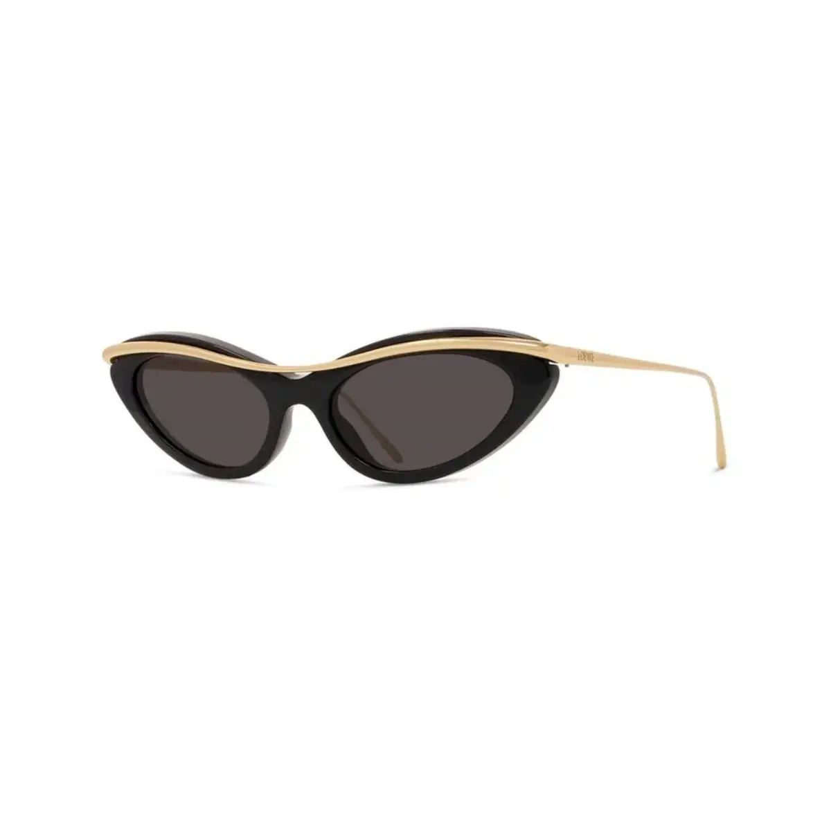 Óculos de Sol Loewe LW40166I_5101A Acetato Preto e Dourado com lentes na cor Fumê