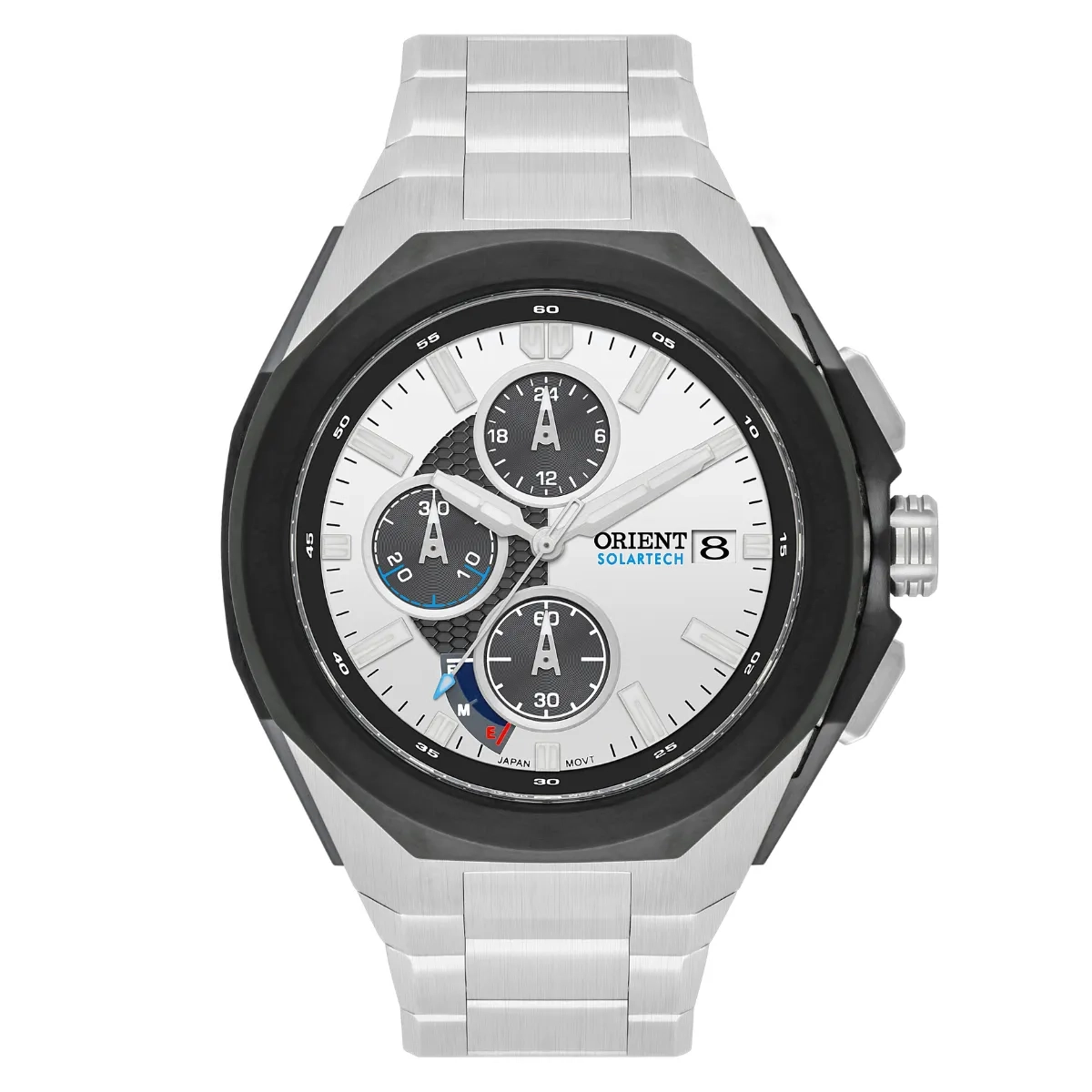 Relógio Orient Unique Solartech Cronógrafo - MBSSC279 S1SX Branco