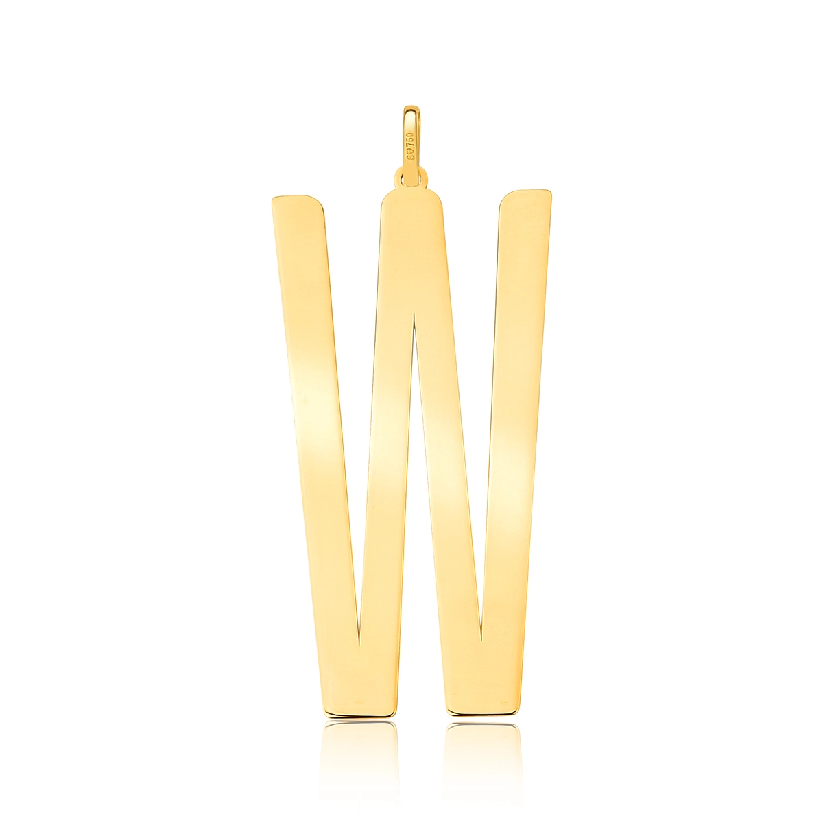 Pingente Wow Mom ouro 18k letra "W" polida