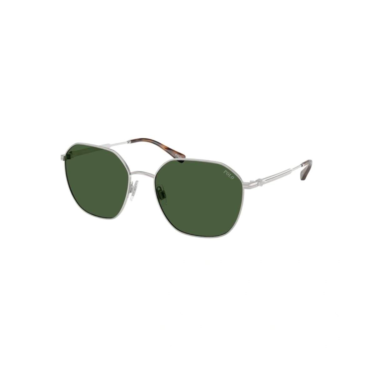 Óculos de Sol Polo Ralph Lauren 0PH3160 94237156 Metal Prata Escovado com lentes na cor Verde