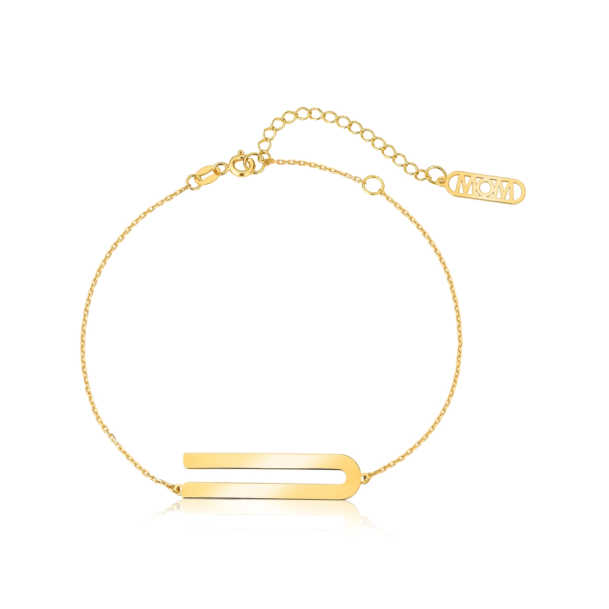 Pulseira Wow Mom de elos ouro 18k letra "U" polida