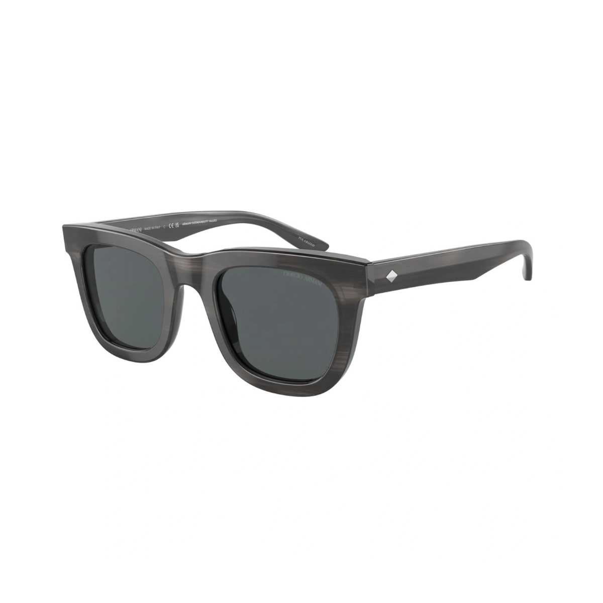 Óculos de Sol Giorgio Armani 0AR8171 5964P249 Acetato Cinza Listrado com lentes na cor Cinza Escuro Polarizado