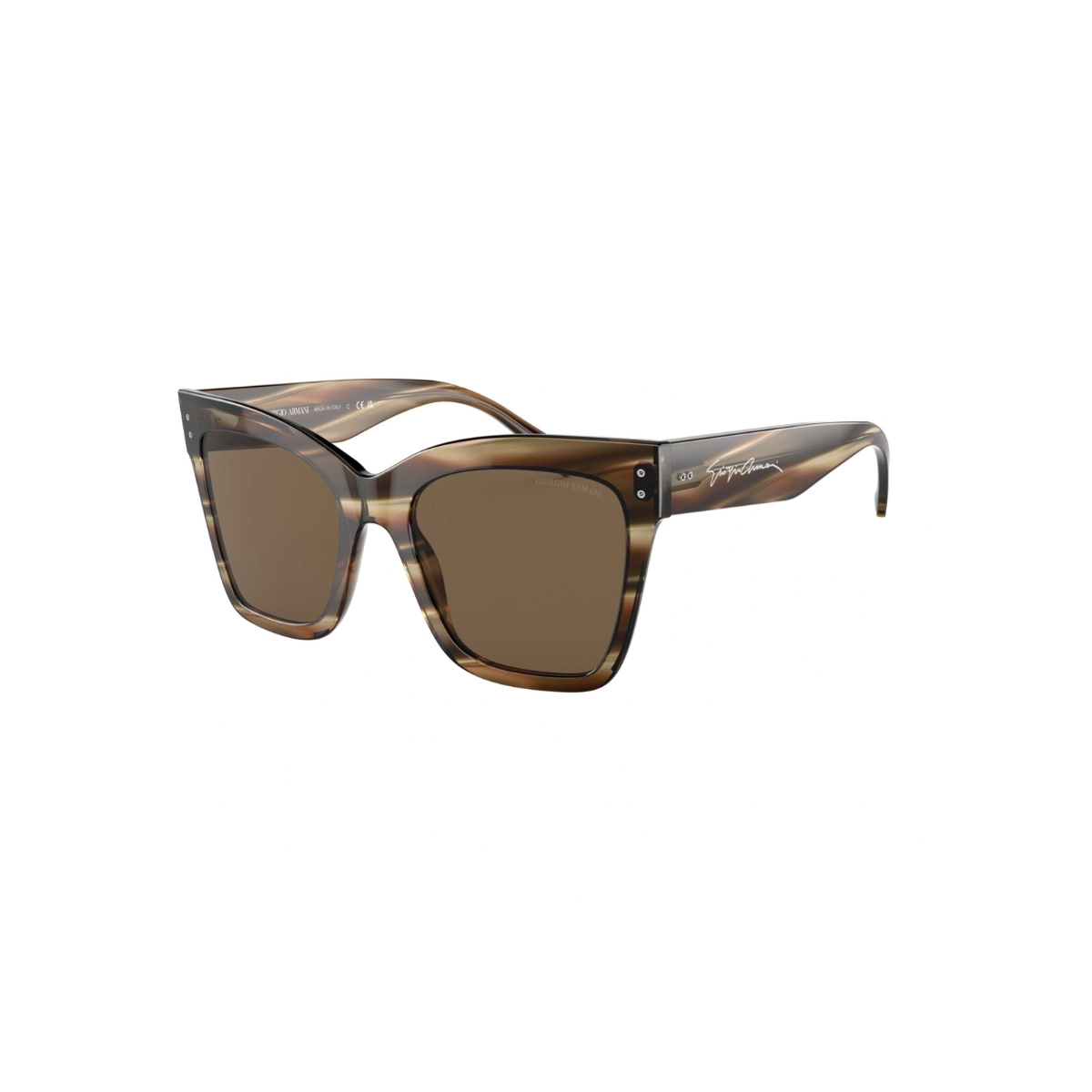 Óculos de Sol Giorgio Armani 0AR8175 59547354 Acetato Marrom Listrado com lentes na cor Marrom Escuro