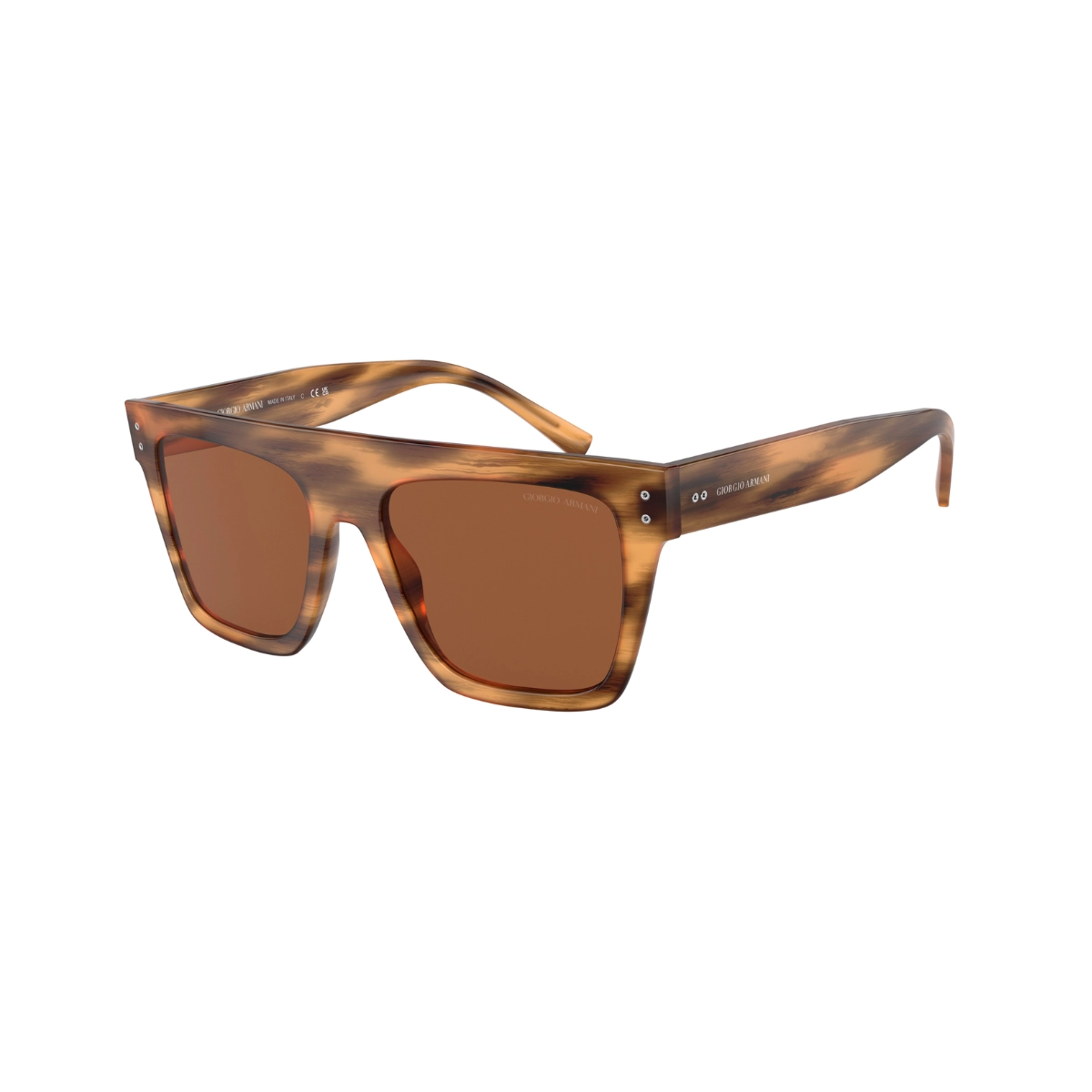 Óculos de Sol Giorgio Armani 0AR8177 59217352 Acetato Mel Listrado com lentes na cor Marrom Claro