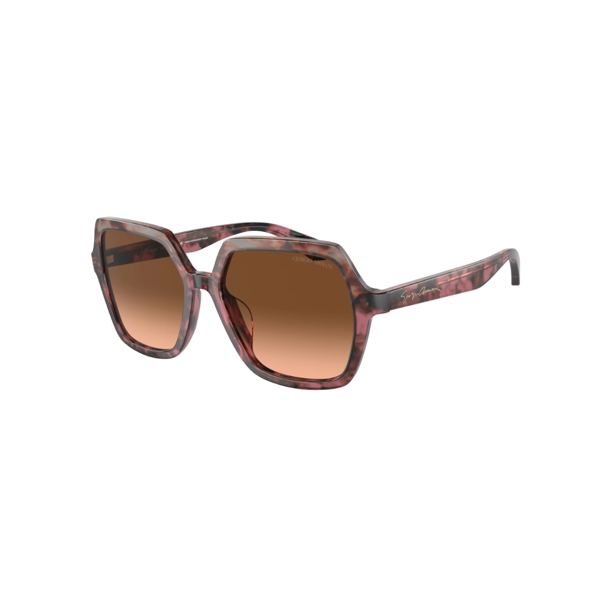 Óculos de Sol Giorgio Armani 0AR8193U 60320A55 Acetato Cinza e Bordô Mesclado com lentes na cor Rosa e Marrom Degradê