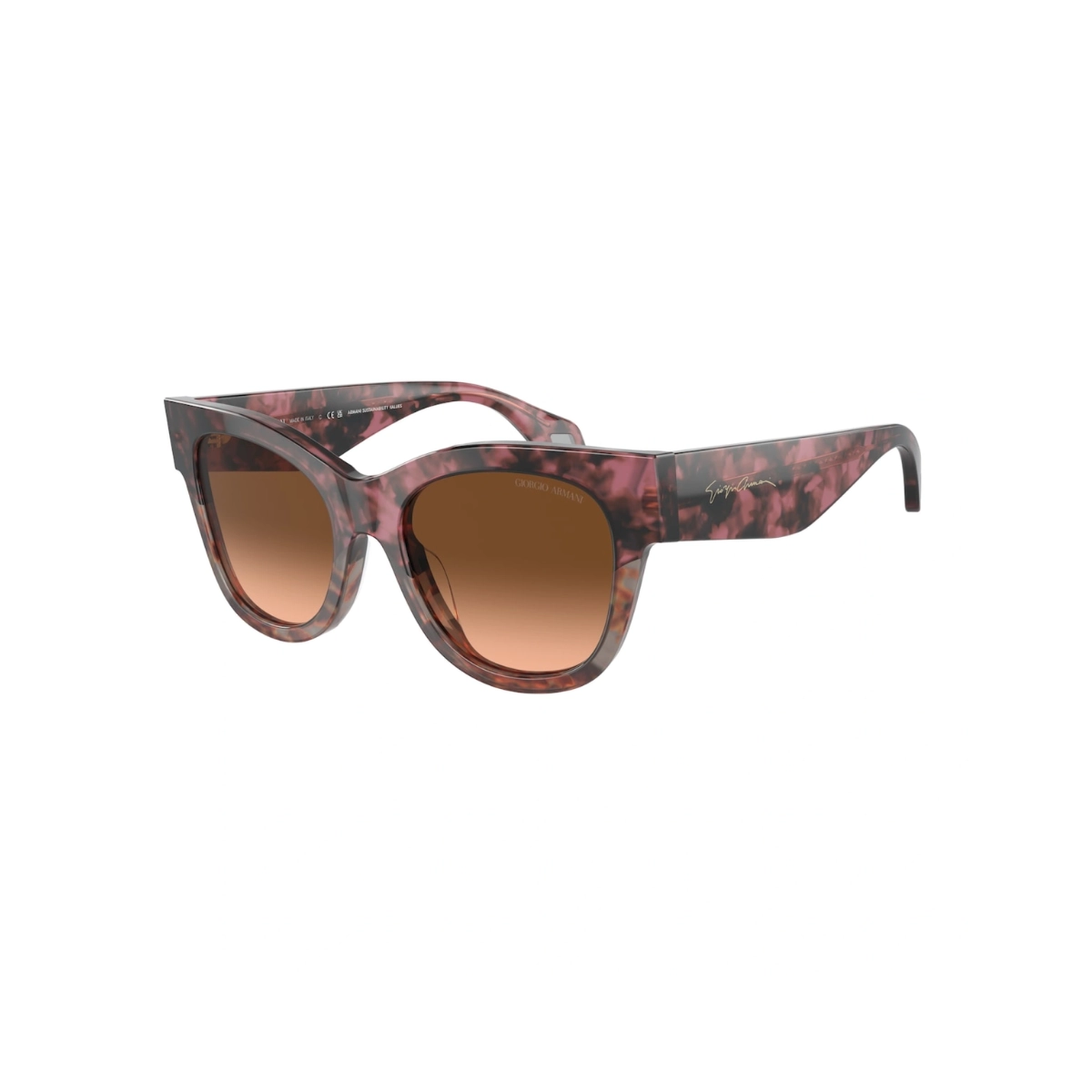 Óculos de Sol Giorgio Armani 0AR8195U 60320A51 Acetato Cinza e Bordô Mesclado com lentes na cor Rosa e Marrom Degradê