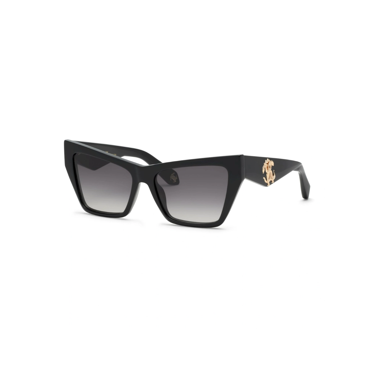 Óculos de Sol Roberto Cavalli SRC114 580700 Acetato Preto com lentes na cor Fumê Degradê